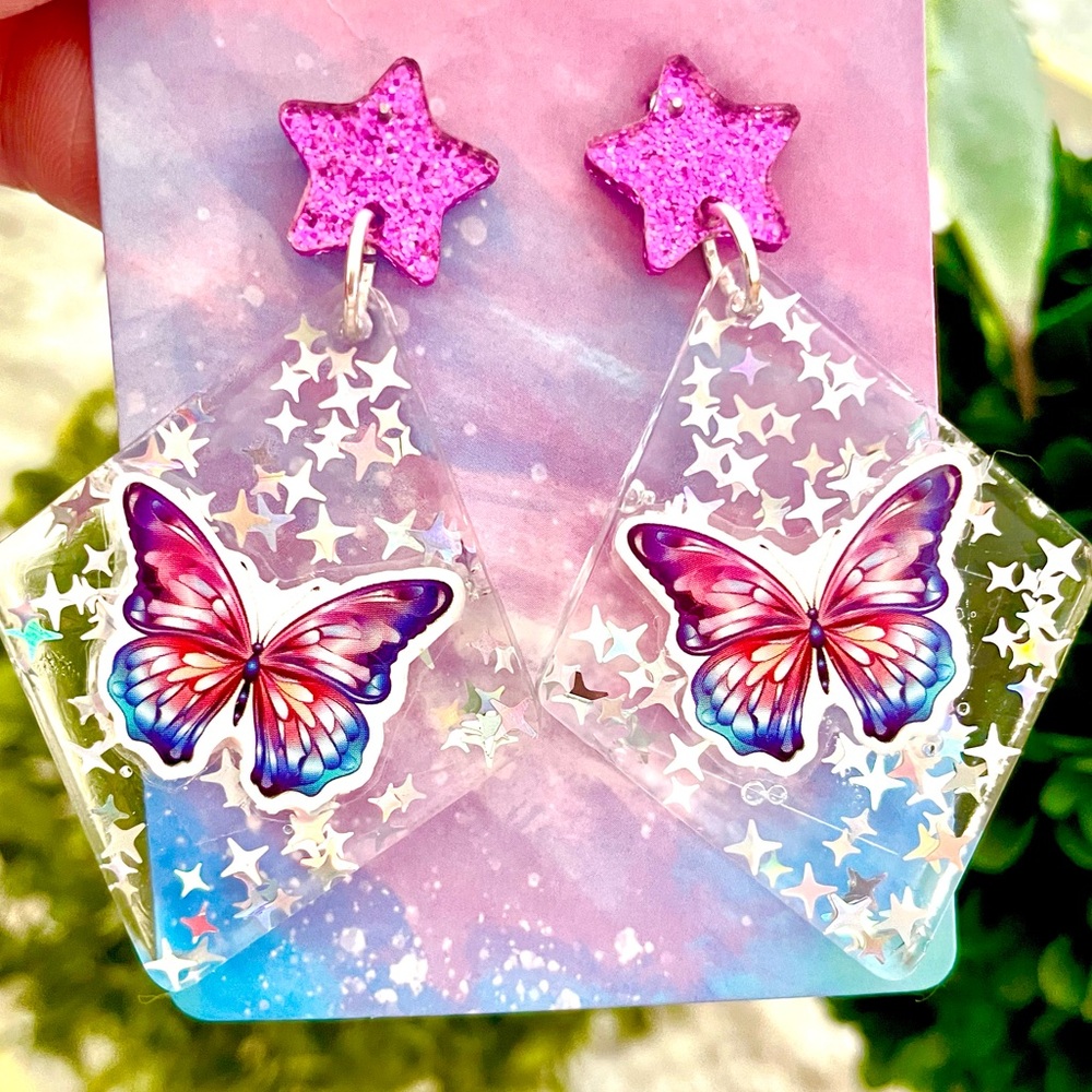 Butterfly Acrylic Dangle Earrings
